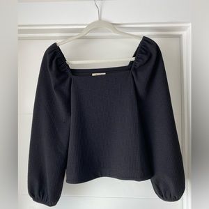 Madewell Crepe Square-Neck Puff-Sleeve Top
